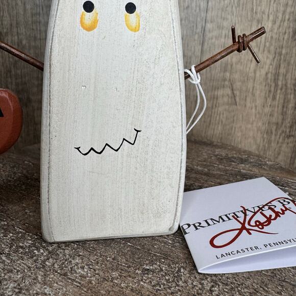 Rustic Halloween Home Decor Sitter Wood Ghost Fall Autumn FAST SHIP NEW - Picture 6 of 9